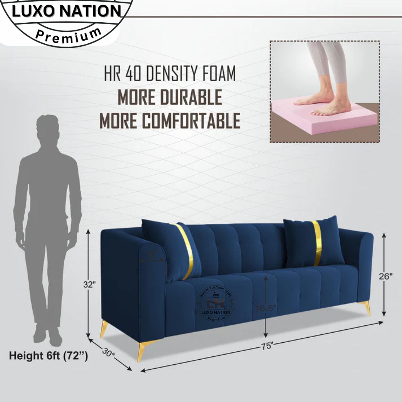Luxo Nation Premium Luxury Sofa Set β & Modern Design for Living Room